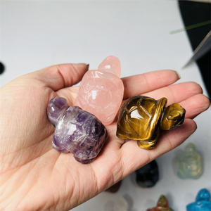 1.5นิ้วคริสตัลธรรมชาติแกะสลักสัตว์น่ารักพลอยประติมากรรมกุหลาบควอตซ์เต่าสำหรับตกแต่ง - Product Image 4