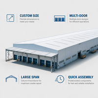Entrepôt préfabriqué en structure métallique à grande portée, bâtiment industriel en acier multi-portes, taille personnalisée pour usine, atelier, stockage