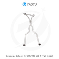 YT knalpot aliran tinggi Downpipe untuk BMW M5 G90 4.4T 2024 + suku cadang boneka otomatis baja tahan karat