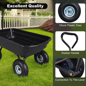 Chariot de jardin pliable robuste en polyéthylène 4x4x20 po, capacité de 7,0 pi³ (650 lb), pneus pneumatiques pour le transport de paillis, terre et bois de chauffage ODGGAR027 - Product Image 6