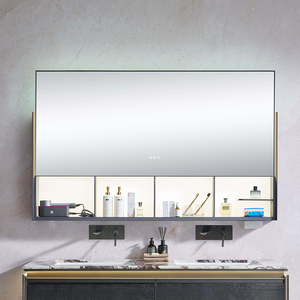 Set Mobile <span class=keywords><strong>Bagno</strong></span> Moderno BNITM in Acciaio Inox con Specchio <span class=keywords><strong>Elettrico</strong></span> Intelligente Antiappannamento e Impermeabile, Armadietto con Specchio Sollevabile e Scarico in Rame - Product Image 3