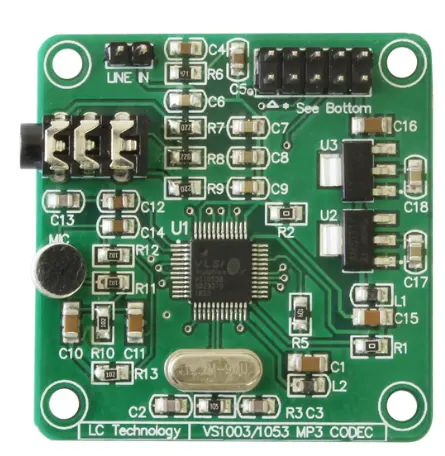 Módulo de decodificación MP3 VS1003B VS1053, cabezal de micrófono, accesorios de placa de desarrollo de microcontrolador