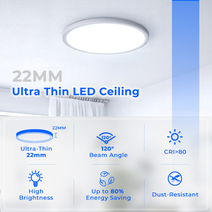 โคมไฟเพดาน LED ทรงกลม แบบติดตั้งบนพื้นผิว ดีไซน์ทันสมัย บางเฉียบ ปรับได้ พร้อมสวิตช์ควบคุม สำหรับใช้ในบ้าน - Product Image 2