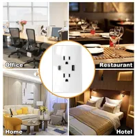 Toma de Corriente de Pared Estándar Americano con USB-C, Enchufe con Carga Rápida TIPO-C de 20W, Conector con Panel de Vidrio Templado Blanco/Negro/Gris