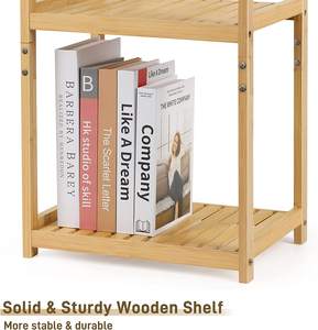 อเนกประสงค์โต๊ะปลายไม้ไผ่ขาตั้งโต๊ะข้างเตียง Nightstand สําหรับห้องนอนสํานักงานชุด 2 ชิ้น - Product Image 3