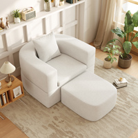 ATUNUS Komprimiertes Schwammsofa, Knochenloses Einzelsofa-Bett für Wohnzimmer, Schlafzimmer, Heim-Möbel, Weißes Ovales Faulenzersofa
