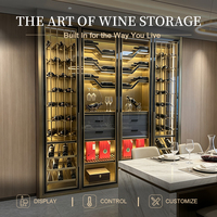 Mueble para Vino de Acero Inoxidable Personalizado, Mueble Exhibidor de Vino Dorado, Enfriador de Vino Comercial para Hotel, Restaurante, Bar, Villa