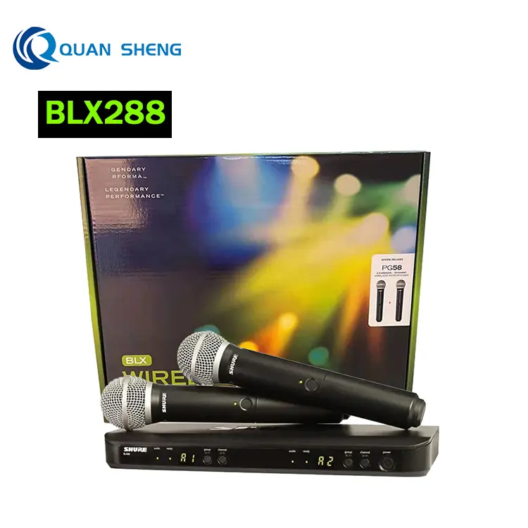 BLX288 PG58 UHF 2 Canais Sem Fio Handheld Microfone Kit Sistema Stage Performance Vocal Igreja Karaoke Mic