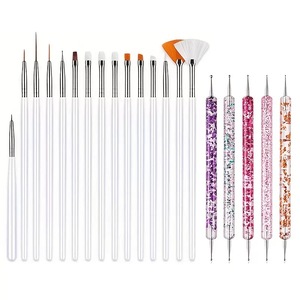 Ensemble de 20 pinceaux professionnels pour nail art YRX, rose, en nylon et plastique, pinceaux multifonctions personnalisés pour gel à ongles - Product Image 4