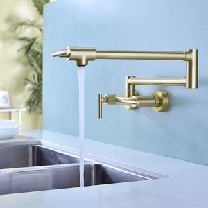 Deao laiton brossé Pot robinet de remplissage mural pliable robinet de <span class=keywords><strong>cuisine</strong></span> chaud et froid monotrou évier robinet rotation bec pliant - Product Image 1