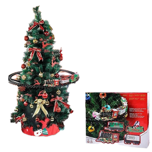 Pin hoạt động điện <span class=keywords><strong>Train</strong></span> Đồ chơi nhựa đường sắt xe âm thanh ánh sáng 1:64 quy mô 110V trẻ em Cây giáng sinh trang trí đồ chơi - Product Image 1