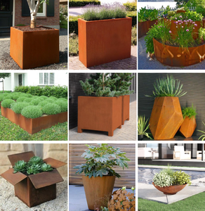 Grand pot de fleurs en acier Corten, support pour plantes en acier Corten - Product Image 5