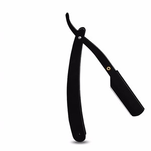 Rasoir manuel pour homme avec support pliant en bois, pour coupe de cheveux, coiffure et ébavurage des sourcils, lame unique à clipser - Product Image 1