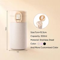 Cangkir Kopi Mini Stainless Steel 10oz, Botol Termos Vakum Dinding Ganda Anti Bocor dengan Tutup Flip, untuk Kantor, Luar Ruangan, Hadiah