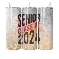 Nouveaux produits Floral Cap Graduation Senior 2024 personnalisé isolé 20oz Skinny gobelet en acier inoxydable