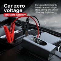 Nouveau compresseur d'air portable ABS pour voiture 6400 mAh avec manomètre numérique et lumière d'urgence pour gonfleur de pneus et démarreur de secours tout-en-un
