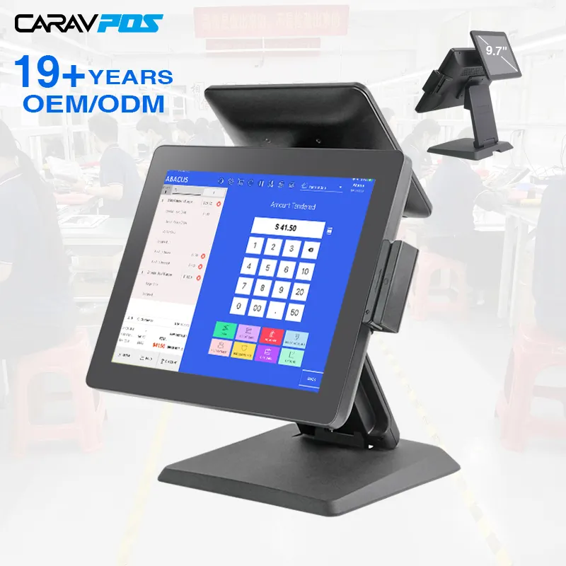 CARAV bon marché écran tactile Pos caisse enregistreuse double écran Terminal tout en un système Pos