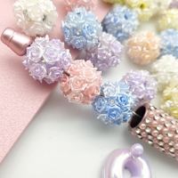 51168 Nouveau design Perles en résine 3D simulées en forme de rose avec bords festonnés et perles scintillantes pour la fabrication de bijoux et fournitures d'artisanat DIY