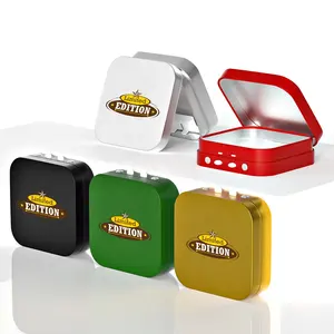 Eco friendly food grade empty CR childproof small square prerolls tins packaging Child Proof chew tobacco metal tin box