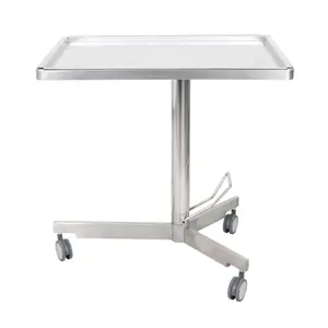 Cheap Hospital Stainless Steel Mayo Table For Surgical Medical Mayo Tray Stand Height Adjustable With Wheels Price