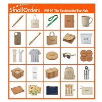 Ensemble cadeau éco-responsable M01, papeterie en bambou, sac recyclé, accessoires en paille de blé et liège - Certifié GRS ROHS, logo personnalisé