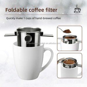 Filtro de Café Cónico Reutilizable Plegable de Acero Inoxidable Ecológico, Estilo Colgante <span class=keywords><strong>para</strong></span> las <span class=keywords><strong>Orejas</strong></span>, Fácil de <span class=keywords><strong>Limpiar</strong></span>, Portátil, <span class=keywords><strong>para</strong></span> Café y Té - Product Image 5