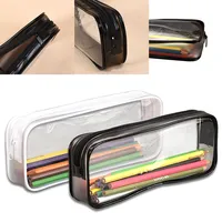 Transparent Pvc école produit clair porte-crayon étudiants clair étanche Pvc grande capacité fermeture éclair école crayon papeterie sac