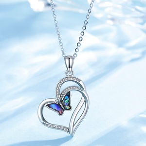 925 sterling silver delle donne farfalla blu cubic zirconia amore cz del pendente del <span class=keywords><strong>cuore</strong></span> della <span class=keywords><strong>collana</strong></span> - Product Image 4