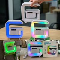 Factory Direct G-Shape RGB LED Bluetooth 5.3 Speaker Wireless Charger Alarm Clock G3 Mini Night Light 5W Output Bulk Wholesale