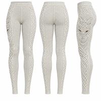 Pantalon de yoga sculpté en tricot à taille haute pour femme, motif loup en relief, mélange de laine OEM, idéal pour l'hiver et le streetwear