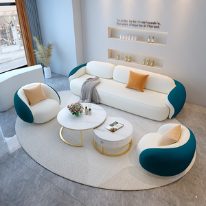 Sofá minimalista color crema con reposabrazos para sala de estar, tienda de vestidos de novia, oficina, casa de huéspedes, sala de recepción, sala de negociación - Product Image 3