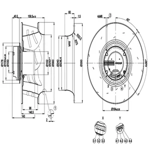 Ventola di raffreddamento assiale di refrigerazione del condizionatore d'aria di Pa FFU di M3G084-FA 1000-3000m3/h 100-500 della germania R3G355-AM14-61 M3G