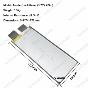 Batterie semi-solide sans anode HHPOWER 3,75 V 22 Ah, haute densité énergétique 450 Wh/kg, cellule lithium pour drone UAV VTOL PL72174207 A - Product Image 4