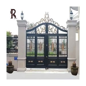 Puertas de aluminio de estilo francés en ascenso, puerta de Villa de aluminio, puertas de jardín <span class=keywords><strong>el</strong></span>éctricas, diseño de parrilla, puerta corredera de patio de aluminio - Product Image 4