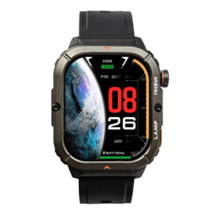 Montre connectée AGM W3 avec lampe torche LED, écran OLED 1,95 pouces, étanche 5 ATM IP68, pour appels, montre connectée carrée Android, montre de fitness, répondre aux appels - Product Image 1