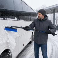 Brosse à neige télescopique en mousse à poils rigides avec manche en fer et grattoir à glace ABS pour pare-brise de voiture – Idéale pour l'hiver