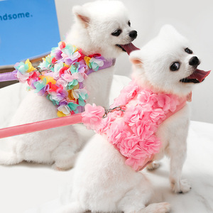 Weiwang <b>Pet</b> <b>Harness</b> With 3D Flower Design Adjustable Breathable For Small Medium Dogs Cat Walking Rope Spring Summer Autumn Use - Product Image 1