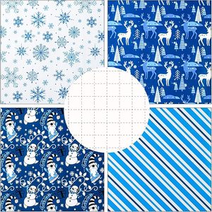 Original navy blue Christmas snowflake reindeer Santa Claus blue-striped copper plate <b>paper</b> <b>packaging</b> <b>paper</b> - Product Image 6