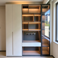 Bibliothèque moderne de luxe avec porte en verre, étagère modulaire minimaliste italienne, vitrine LED pour bureau à domicile, sur mesure