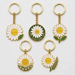 Porte-clés Marguerite Personnalisé de Haute Qualité en Gros, Porte-clés Floraux Blancs pour Dames, Décoration pour Boutiques de Fleurs, Promotion, Souvenir - Product Image 1