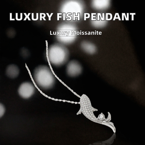 Collier pendentif poisson en argent sterling 925 avec moissanite KIVORA, chaîne en câble, certifié IGI, pour femme, bijoux cadeau - Product Image 3