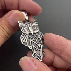 Stainless Steel Nordic Vikings Runes Amulet Pendant Owl <b>Necklace</b> Owl Animal Jewelry Talisman Vintage Viking Punk <b>Necklace</b> - Product Image 3
