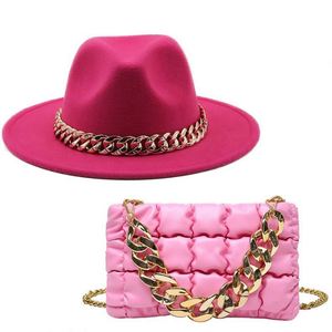 Conjunto de Sombrero y Bolso de Lujo para Mujer con Logotipo Personalizado, Sombrero Fedora - Product Image 2