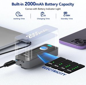 Eyoyo mini xách tay bluetooth 1D 2D QR không dây QR Đầu đọc mã vạch Máy quét mã vạch với clip đính kèm vào điện thoại Iphone - Product Image 3