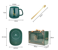 Ensemble cadeau d'affaires : Tasse à café intelligente chauffante, tasse électrique en céramique, chauffe-tasse sans fil, tasse à café chauffante
