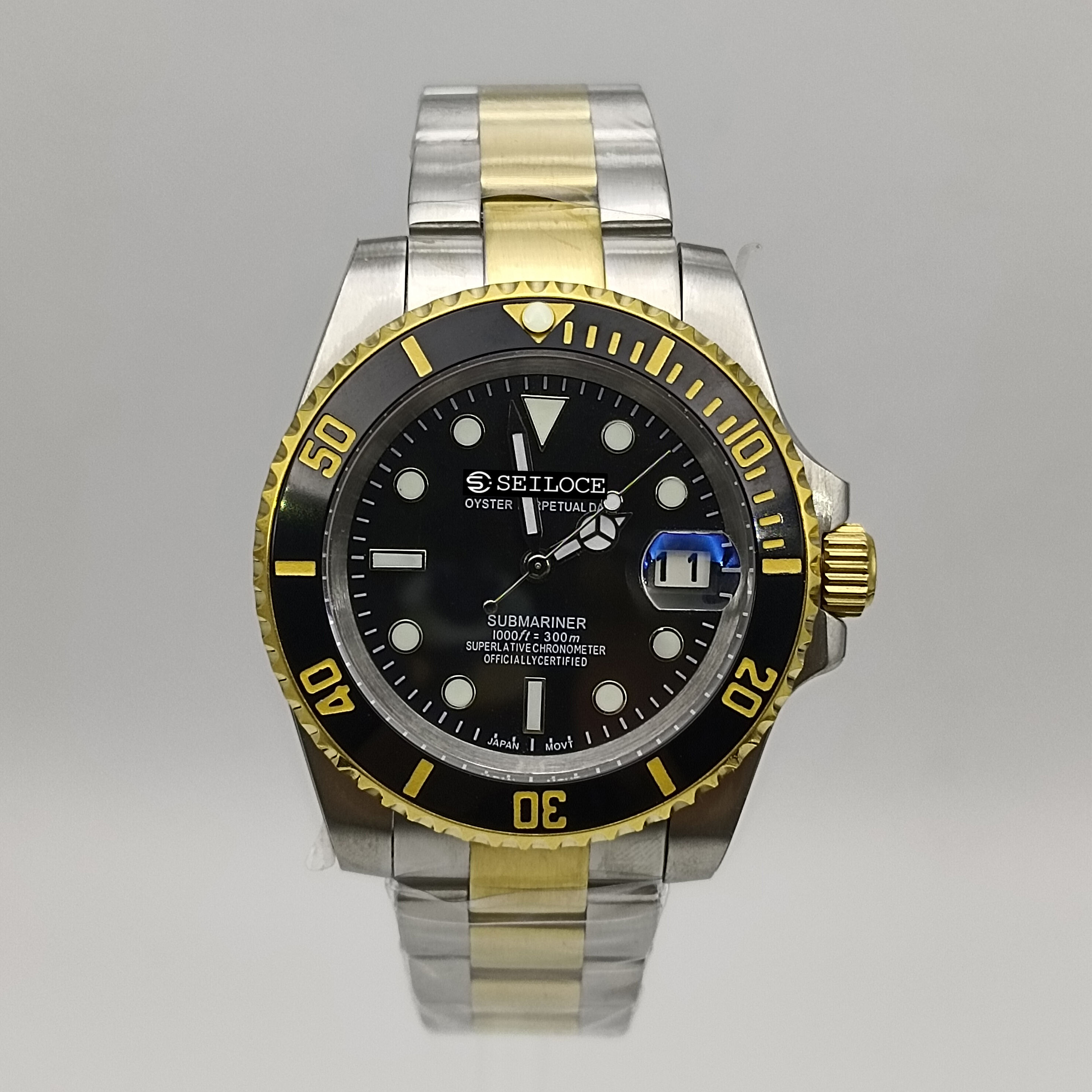 Gold Silver Case+Black Dial