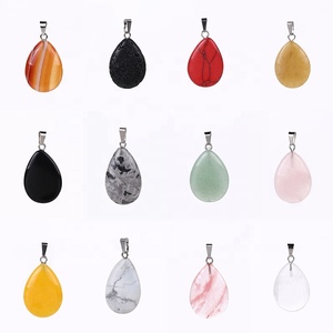 Collier pendentif en pierre de guérison naturelle, pendentif en forme de goutte d'eau, multicolore, en cristal de Quartz naturel, boucle en <span class=keywords><strong>acier</strong></span> inoxydable - Product Image 2