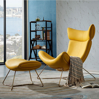 MEIJIA Cadre de salon moderne et moderne en fibre de verre Mobilier design en tissu pu BoConcept Chaise Repose-pieds