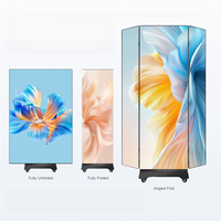 Poster LED Lipat 3/4 Lipatan, Pemutar Android All-in-one, Layar Totem LED Sambungan Tanpa Celah untuk Showroom dan Kegiatan Perusahaan