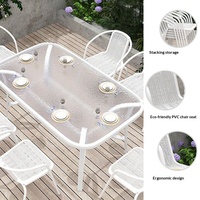 Ensemble de tables basses d'extérieur modernes pliables en acier au carbone blanc, trois pièces, pour patio, jardin, loisirs, imperméables, résistantes au soleil, empilables